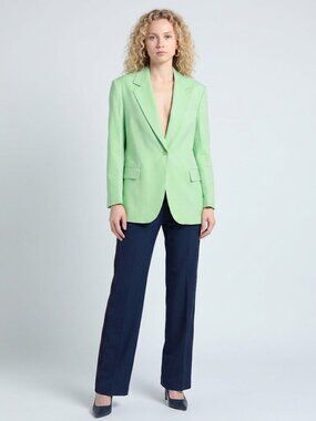 Sandro Mix It Harper Blazer in Vert Claire Green Size 42 NWT $565